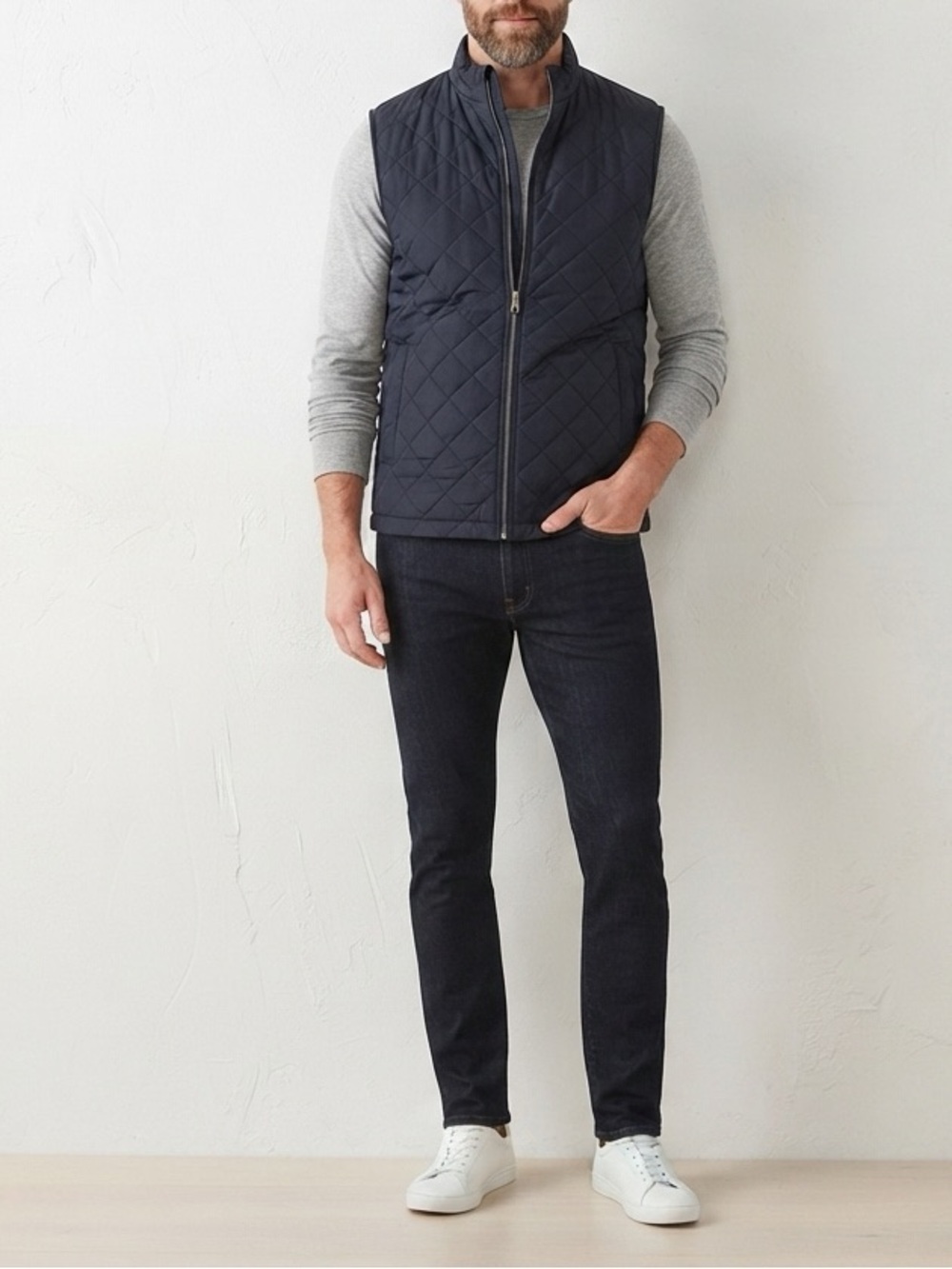 Goodfellow & Co Men Navy Blue Puffer Vest Small Water Resistant Padded❤️